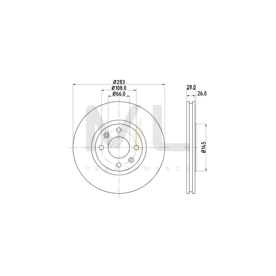 HELLA PRO 8DD 355 105-051 Brake Disc Externally Vented, Coated, without wheel hub, without wheel studs