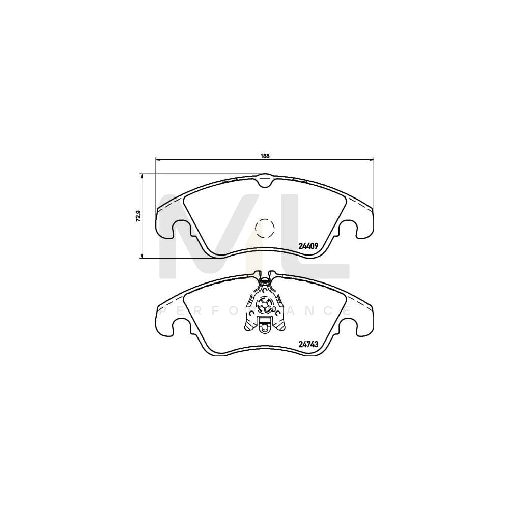 Hella 8DB 355 040-621 Brake Pad Set For Ford Focus Mk2 Hatchback (Da_, Hcp, Dp) Not Prepared For Wear Indicator, With Brake Caliper Screws