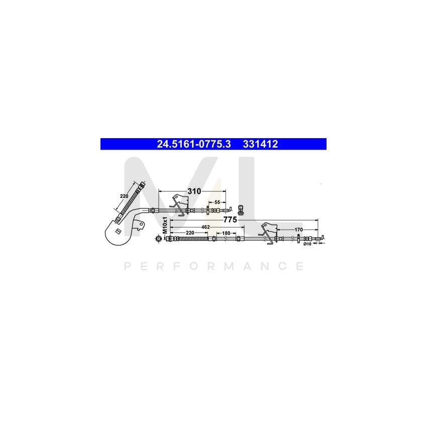 ATE 24.5161-0775.3 Brake Hose 775mm