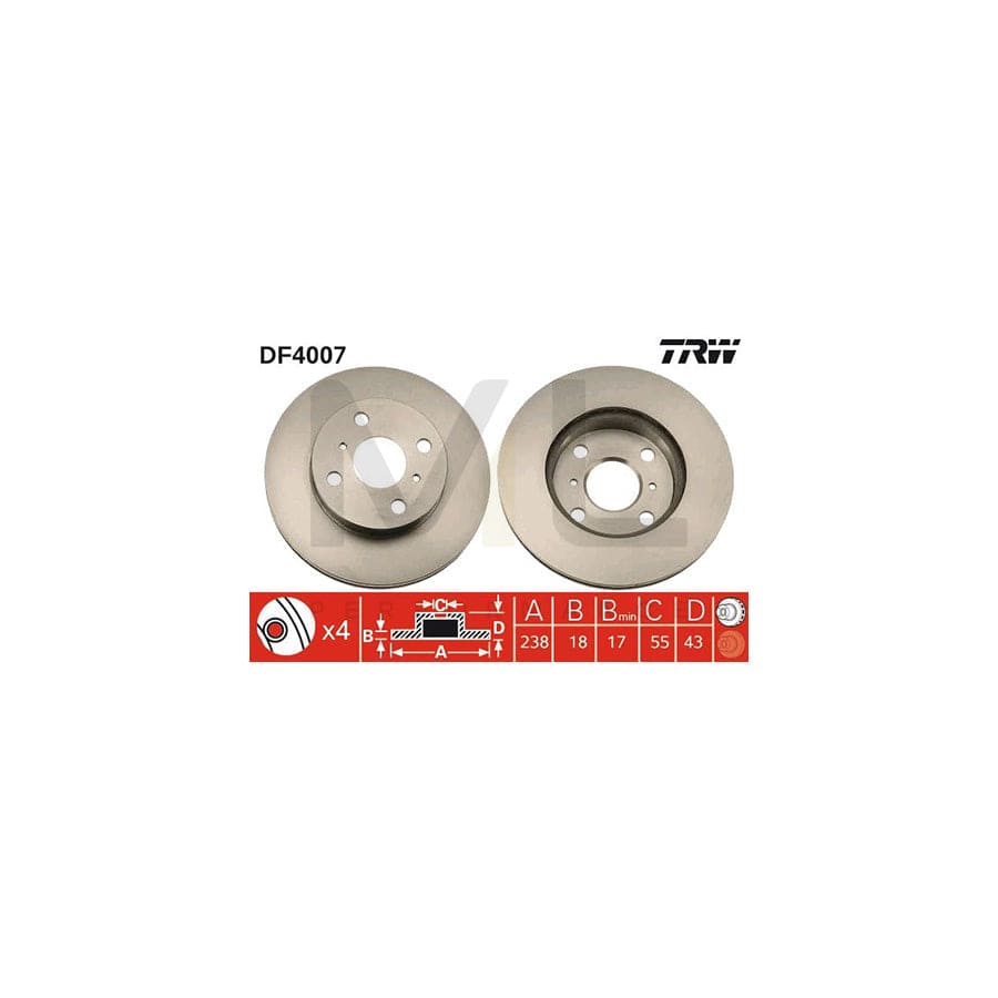 TRW DF4007 Brake Disc Vented, Painted | ML Performance Car Parts