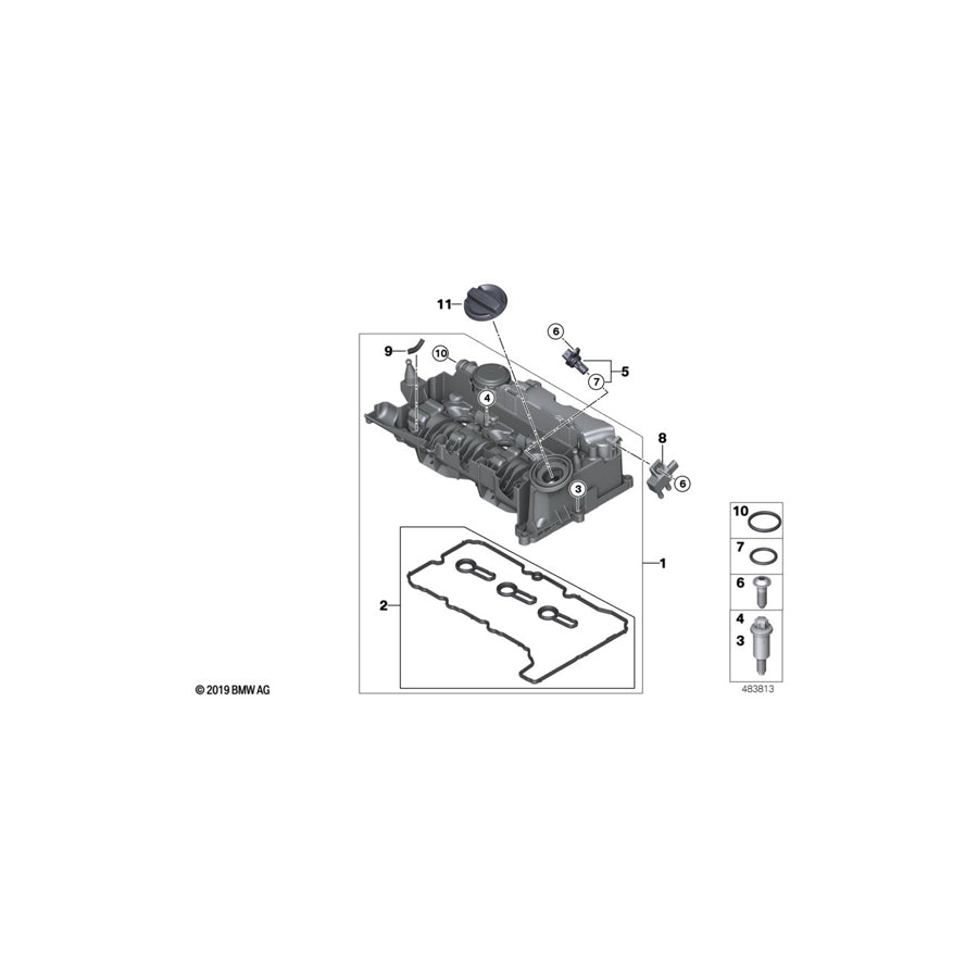 Genuine BMW 11128579960 F55 F39 F48 Cylinder Head Cover (Inc. X2 16d, 116d & X1 16d) | ML Performance US Car Parts