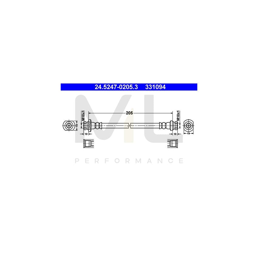 ATE 24.5247-0205.3 Brake Hose 205mm