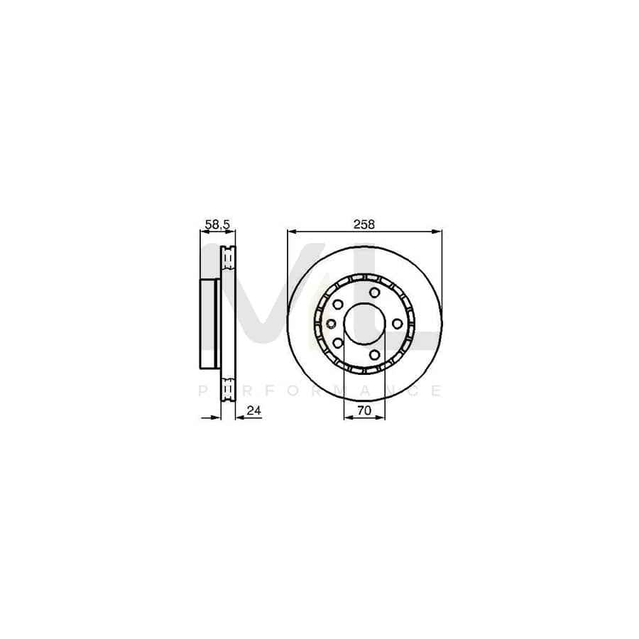 BOSCH 0 986 478 265 Brake Disc Internally Vented, Vented, Oiled | ML Performance Car Parts
