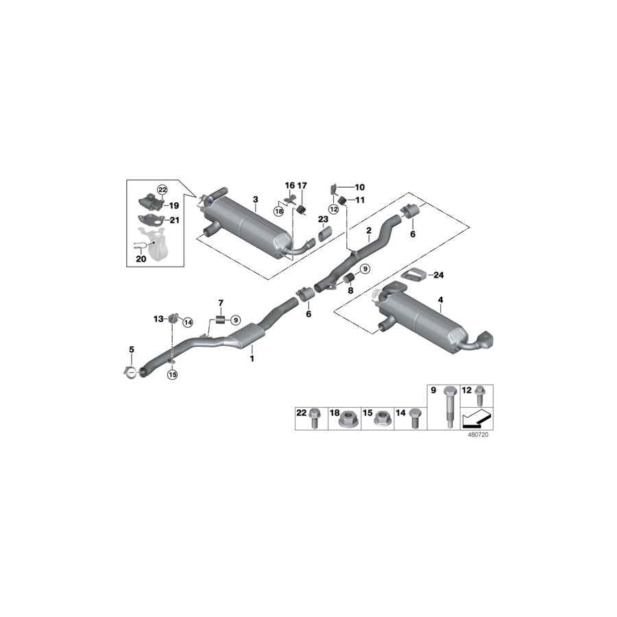 Genuine BMW 18308652317 G30 G31 Rear Muffler With Exhaust Flap (Inc. 520i, 520i 1.6 & 530iX) | ML Performance US Car Parts