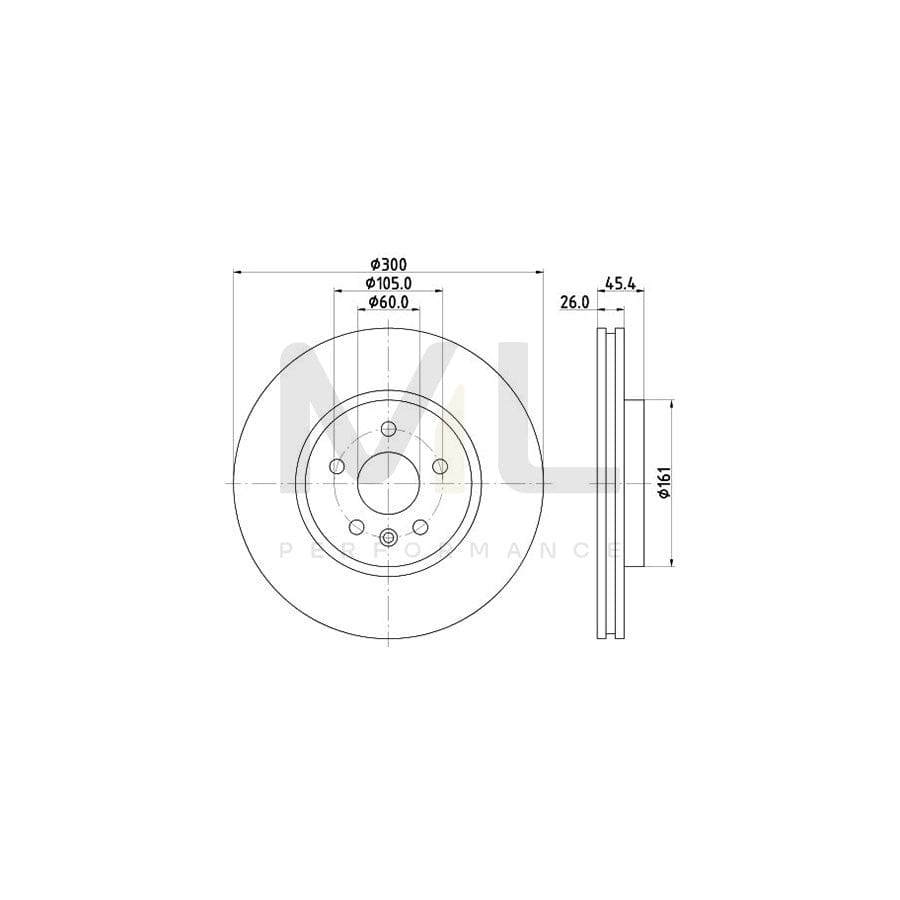 HELLA PRO 8DD 355 122-851 Brake Disc Internally Vented, Coated, without wheel hub, without wheel studs