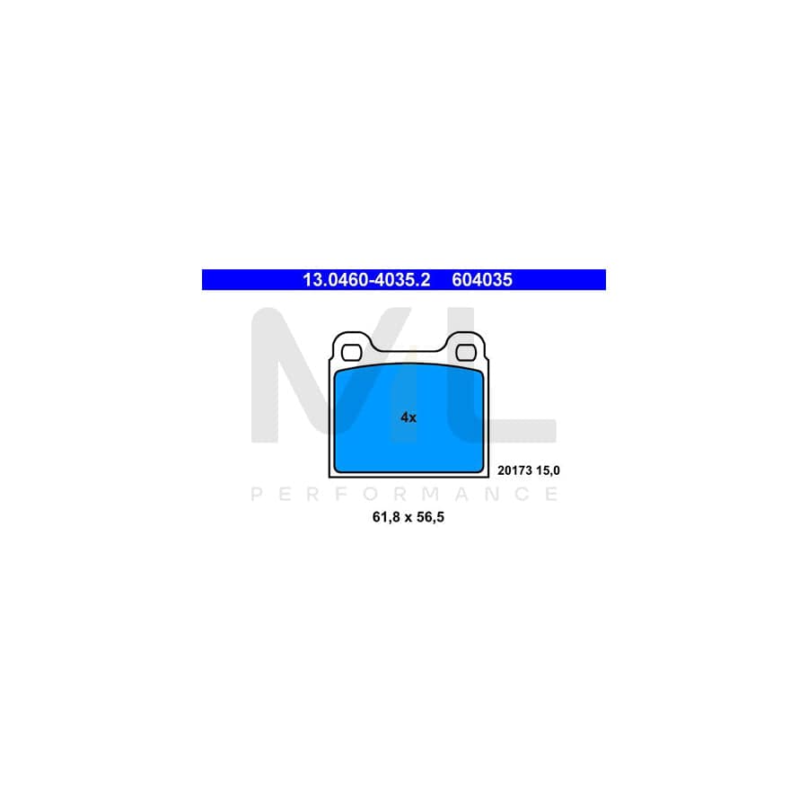ATE 13.0460-4035.2 Brake pad set excl. wear warning contact, not prepared for wear indicator