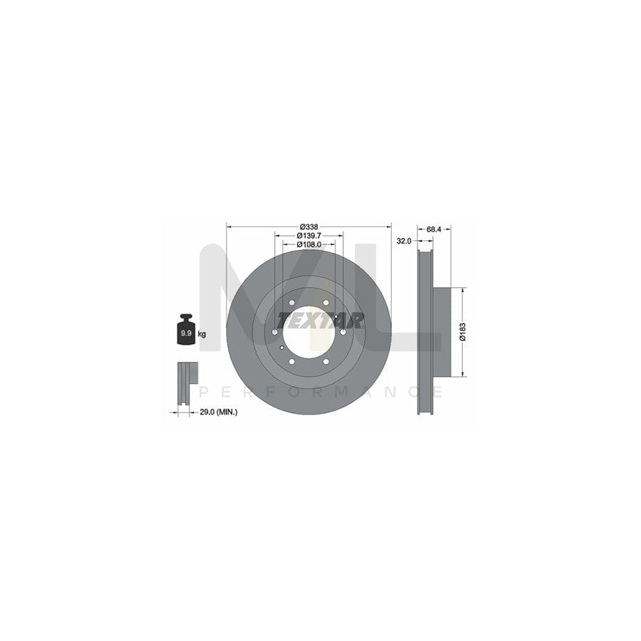 TEXTAR 92223900 Brake Disc Internally Vented, without wheel hub, without wheel studs | ML Performance Car Parts