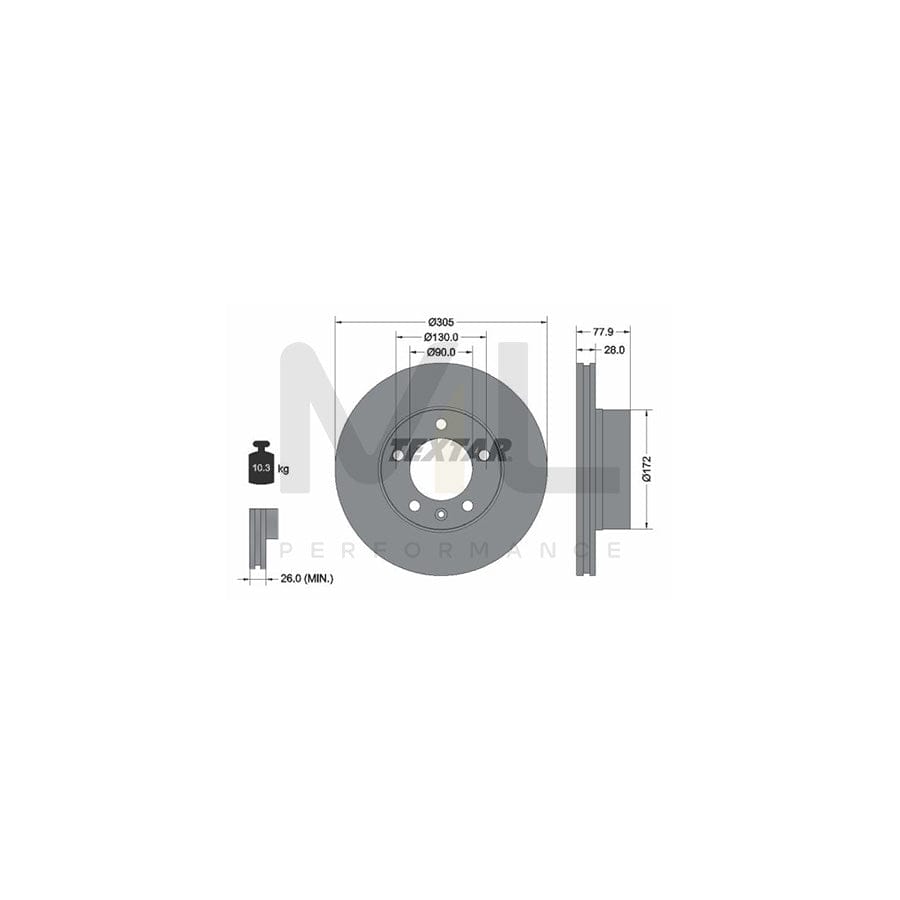 TEXTAR 92115900 Brake Disc Internally Vented, without wheel hub, without wheel studs | ML Performance Car Parts