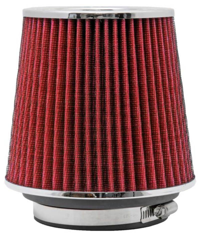 K&N Engineering K&N Universal Air Filter Chrome Round Tapered Red - 4in Flange ID x 1.125in Flange Length x 5.5in H