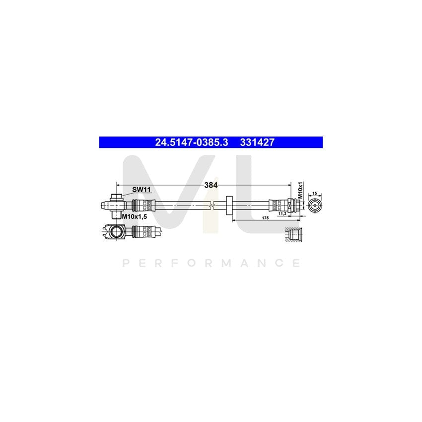 ATE 24.5147-0385.3 Brake Hose 384mm, M10x1