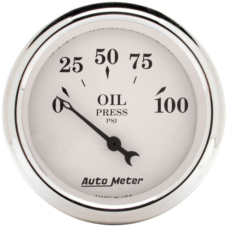 AutoMeter Auto Meter 2-1/16in 100PSI Electronic Oil Pressure Old Tyme White Gauge
