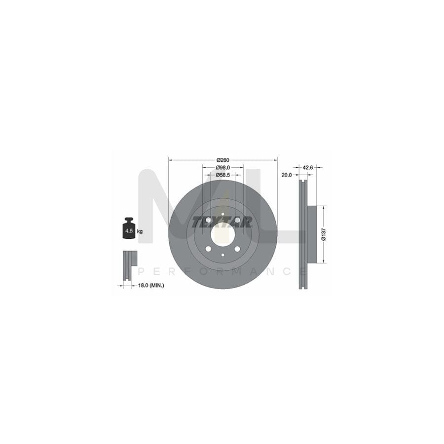 TEXTAR 92112100 Brake Disc Internally Vented, without wheel hub, without wheel studs | ML Performance Car Parts