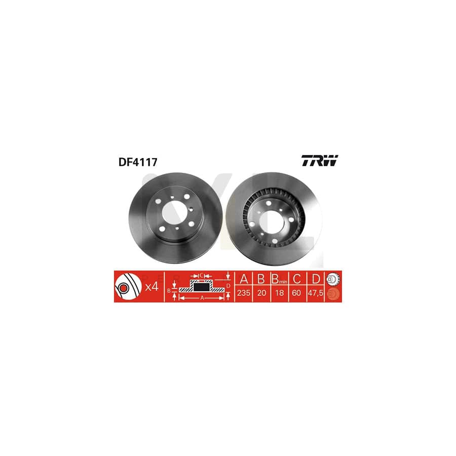 TRW DF4117 Brake Disc Vented, Painted | ML Performance Car Parts