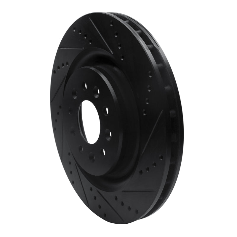 R1 Concepts R1 00-06 Jaguar XKR Front Right Drilled & Slotted Black Brake Rotor