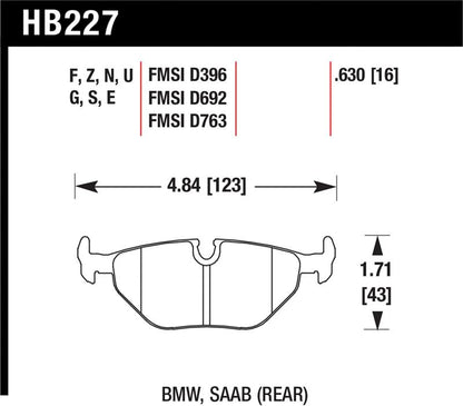 Hawk Performance Hawk 95-99 BMW M3 E36 Performance Ceramic Street Rear Brake Pads