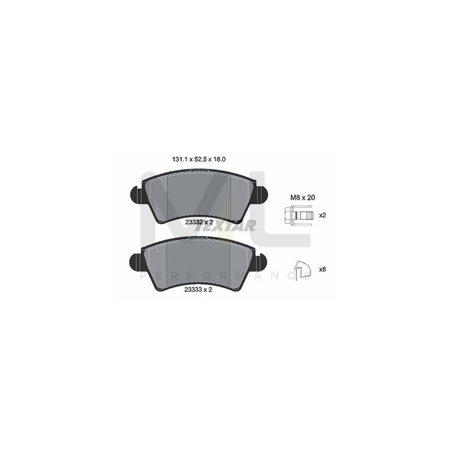 TEXTAR 2333201 Brake pad set not prepared for wear indicator, with brake caliper screws, with accessories | ML Performance Car Parts