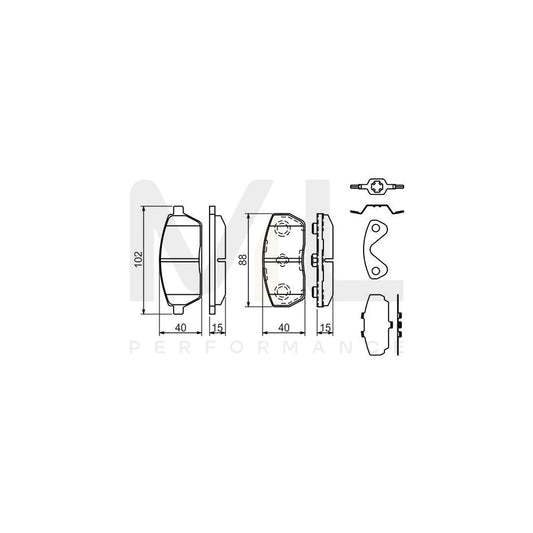 Bosch 0986494312 Brake Pad Set With Acoustic Wear Warning, With Anti-Squeak Plate, With Mounting Manual BP1202 | ML Performance Car Parts
