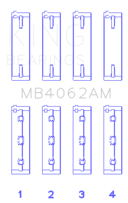 King Engine Bearings King Honda / Acura C32A1/C32A6/C35A1 Crankshaft Main Bearing Set (Size 0.25) (Set of 4)