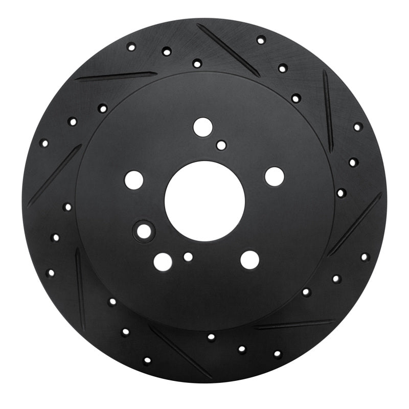 R1 Concepts R1 08-13 Toyota Highlander Rear Right Drilled & Slotted Black Brake Rotor