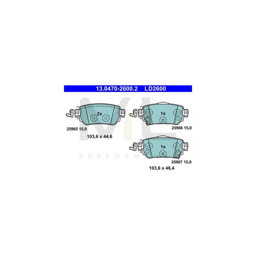 ATE 13.0470-2600.2 Brake pad set with acoustic wear warning