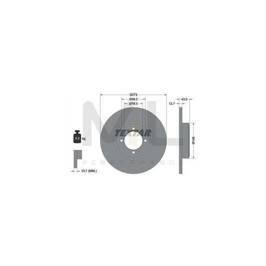 TEXTAR 92011400 Brake Disc Solid, without wheel hub, without wheel studs | ML Performance Car Parts