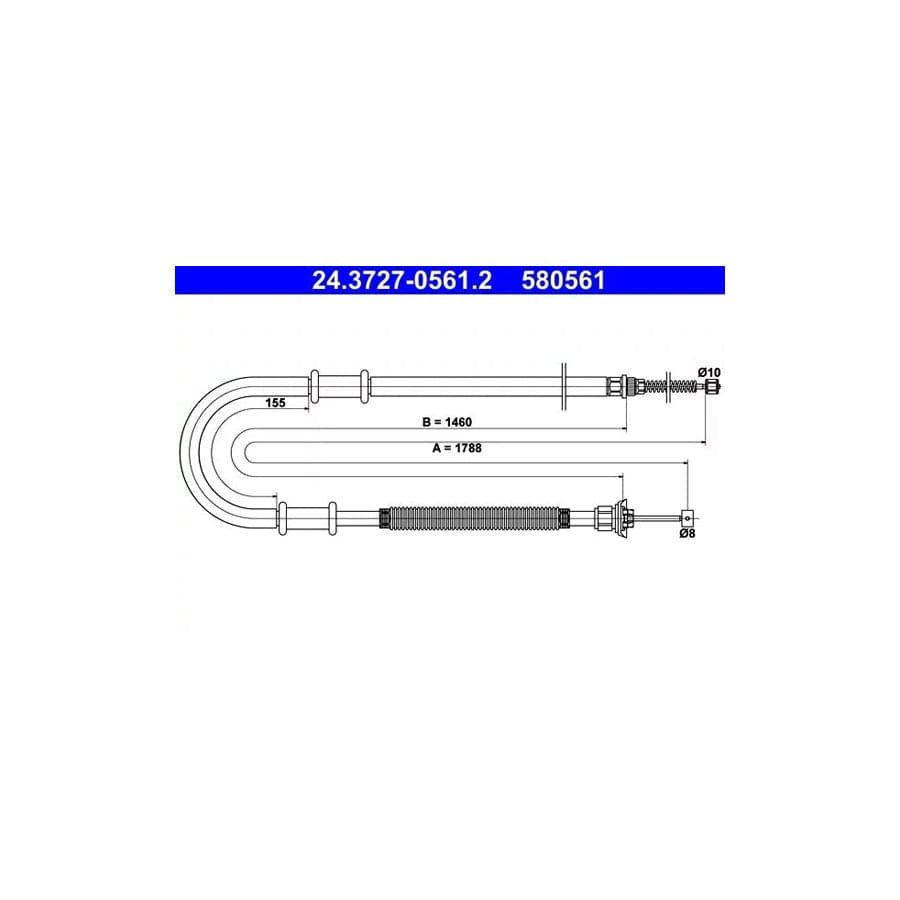 ATE 24.3727-0561.2 Hand Brake Cable for Fiat Doblo