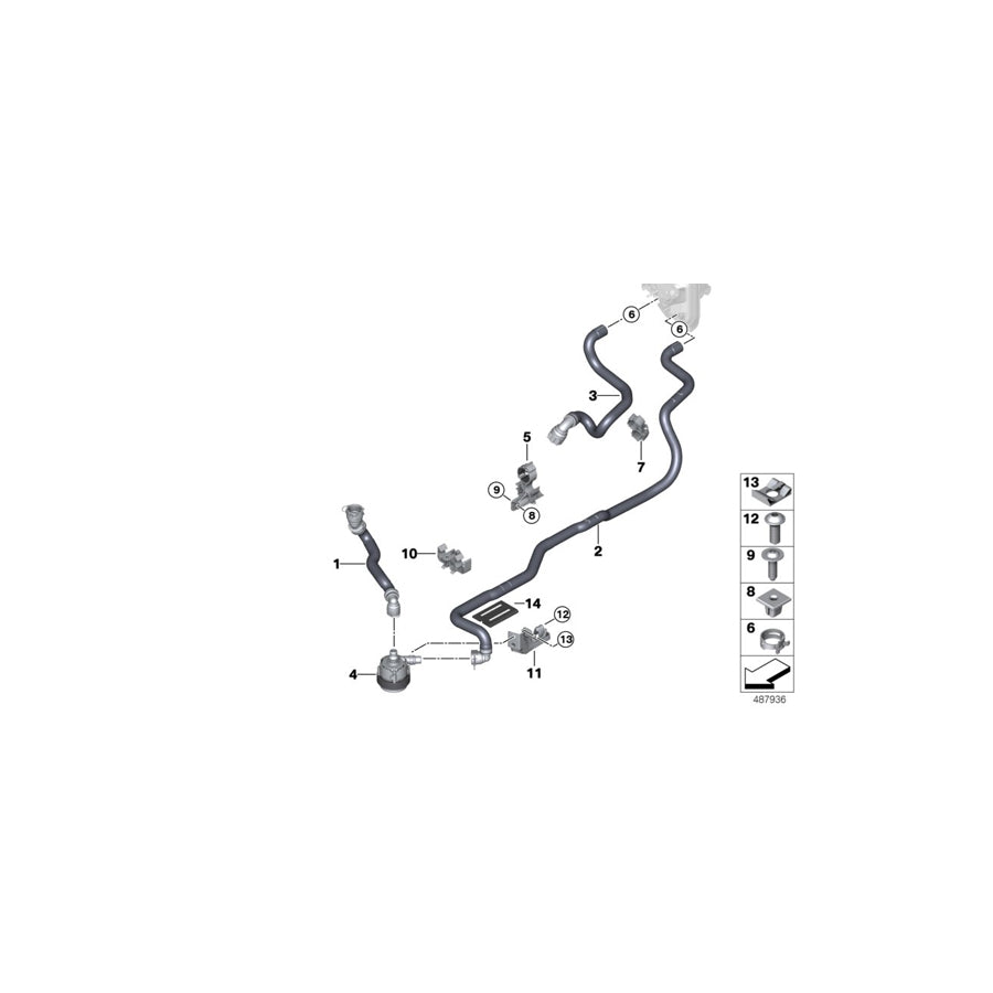 Genuine BMW 64219299622 G12 G11 G30 Coolant Hose, Return Heat exchanger - engine (Inc. 520d ed, 525d & 725Ld) | ML Performance US Car Parts