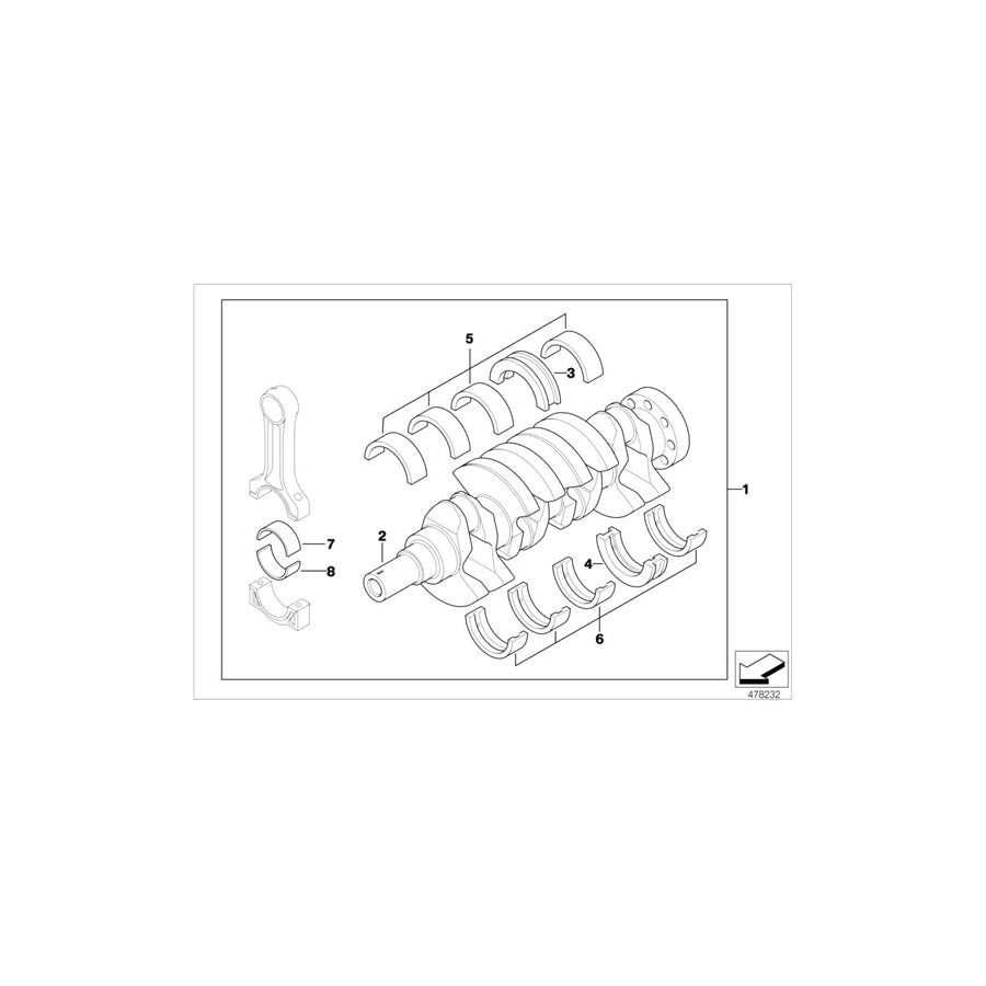 Genuine BMW 11212247514 E46 E39 At-Crankshaft With Bearing Shells (Inc. 318d, 520d & 320d) | ML Performance US Car Parts