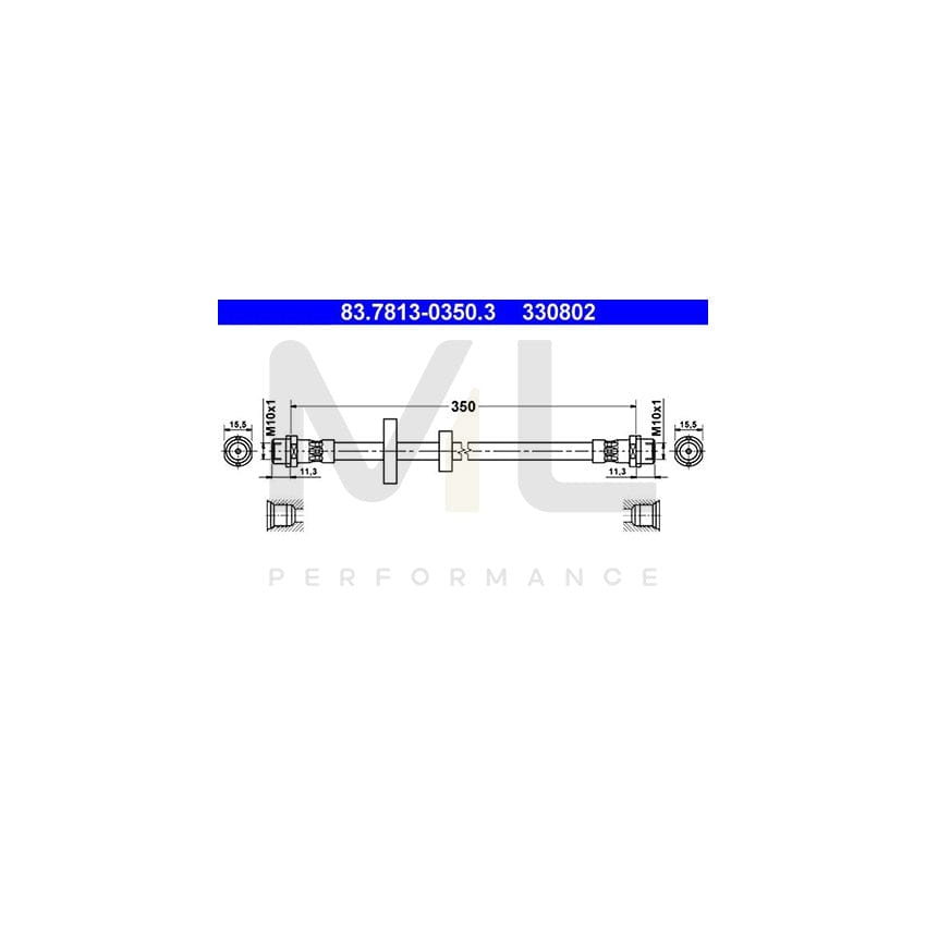 ATE 83.7813-0350.3 Brake Hose for VW TRANSPORTER 350mm