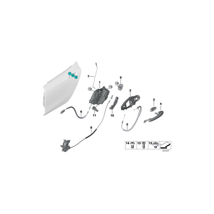 Genuine BMW 51227428535 F93 G16 Rear Door Handle Bowden Cable (Inc. 840dX, 840i & M8) | ML Performance US