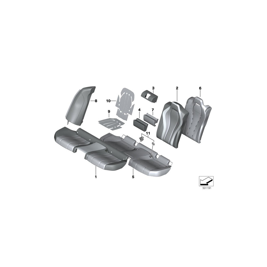 Genuine BMW 52209484690 G16 Cover, Backrest, Center, Leather, Lower COGNAC (Inc. 840i, 840dX & 840iX) | ML Performance US Car Parts