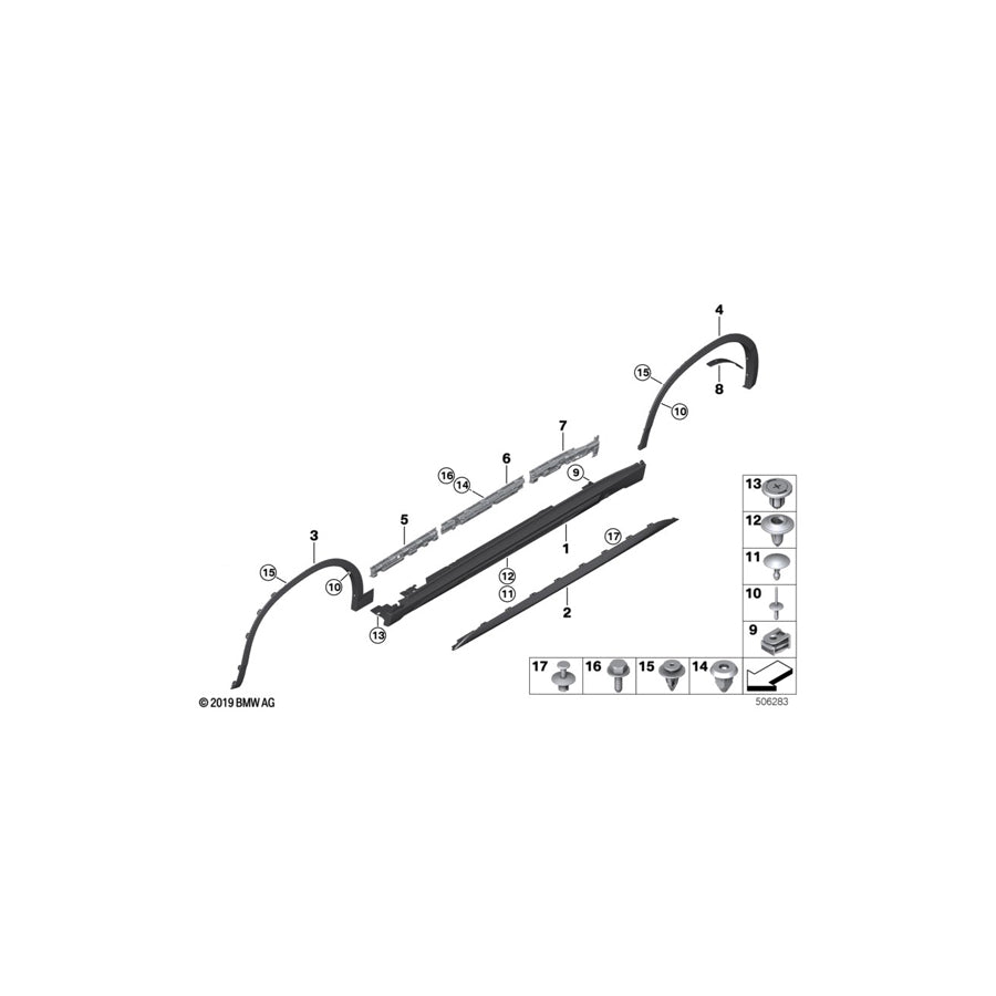 Genuine BMW 51778089915 F39 Rocker Panel Trim, Primed, Left M (Inc. X2 20iX, X2 20i & X2 25dX) | ML Performance US Car Parts