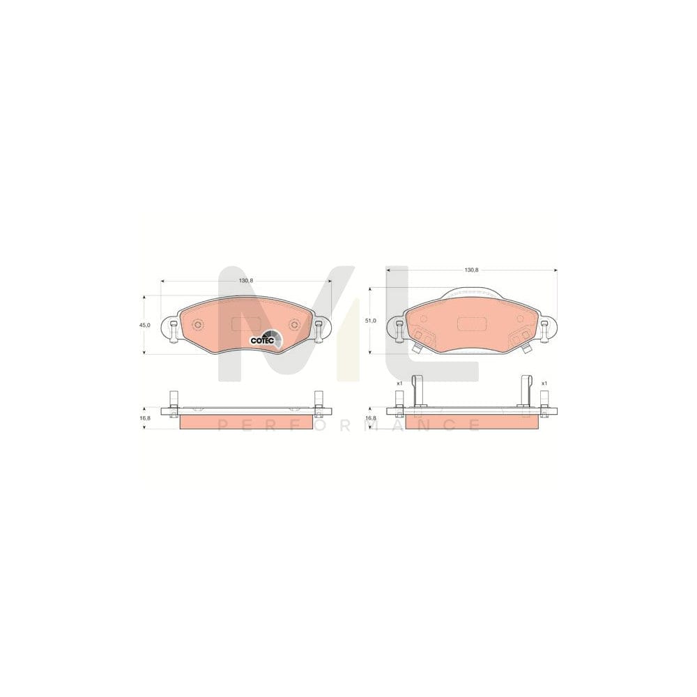TRW Cotec Gdb3324 Brake Pad Set For Toyota Yaris I Hatchback (P1) With Acoustic Wear Warning | ML Performance Car Parts