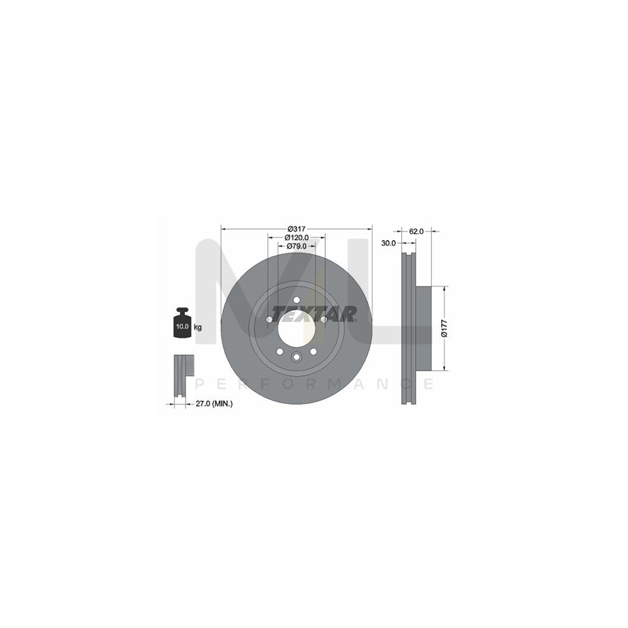 TEXTAR PRO+ 92134505 Brake Disc Internally Vented, Coated, High-carbon, without wheel hub, without wheel studs | ML Performance Car Parts