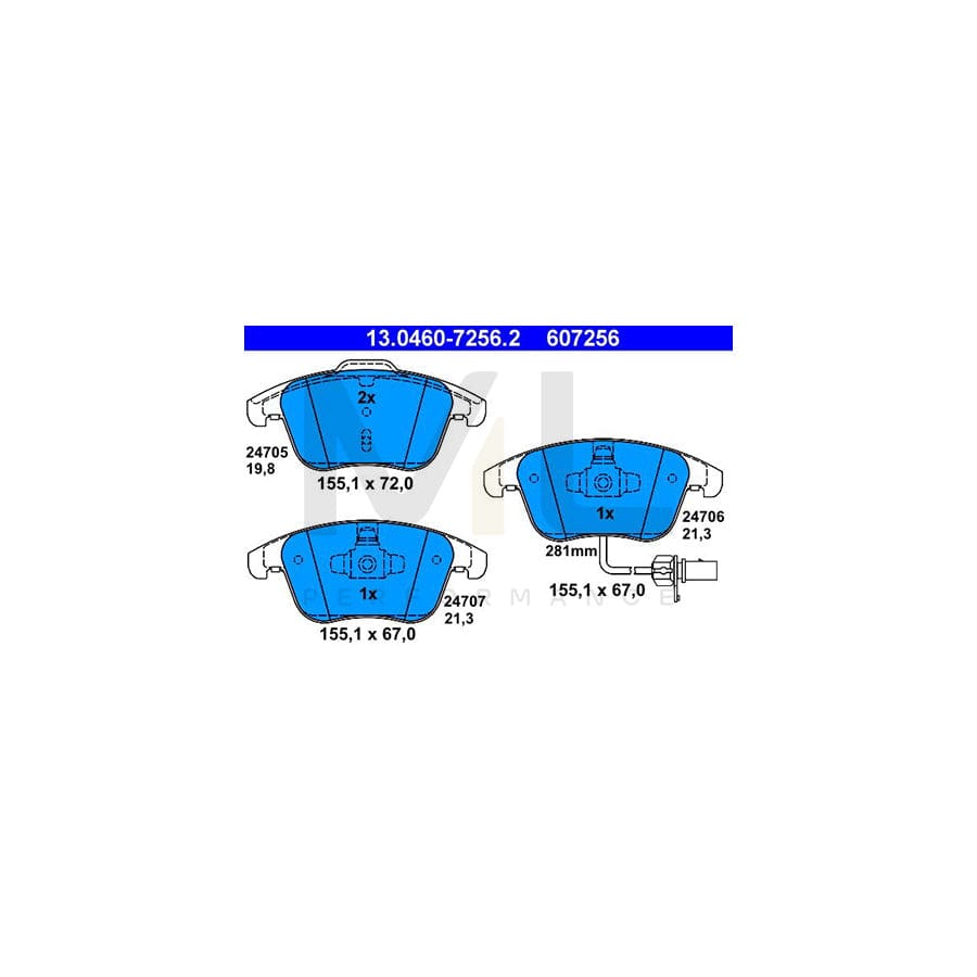 ATE 13.0460-7256.2 Brake pad set incl. wear warning contact