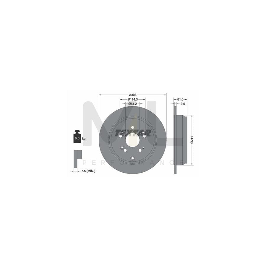 TEXTAR 92162500 Brake Disc for HONDA CR-V Solid, without wheel hub, without wheel studs | ML Performance Car Parts