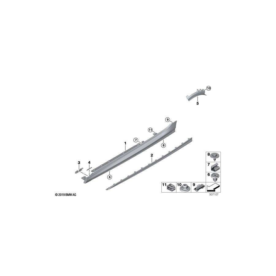 Genuine BMW 51778075470 F44 Right Door Sill Cover MSP (Inc. 218i, 228iX & 220d) | ML Performance US Car Parts