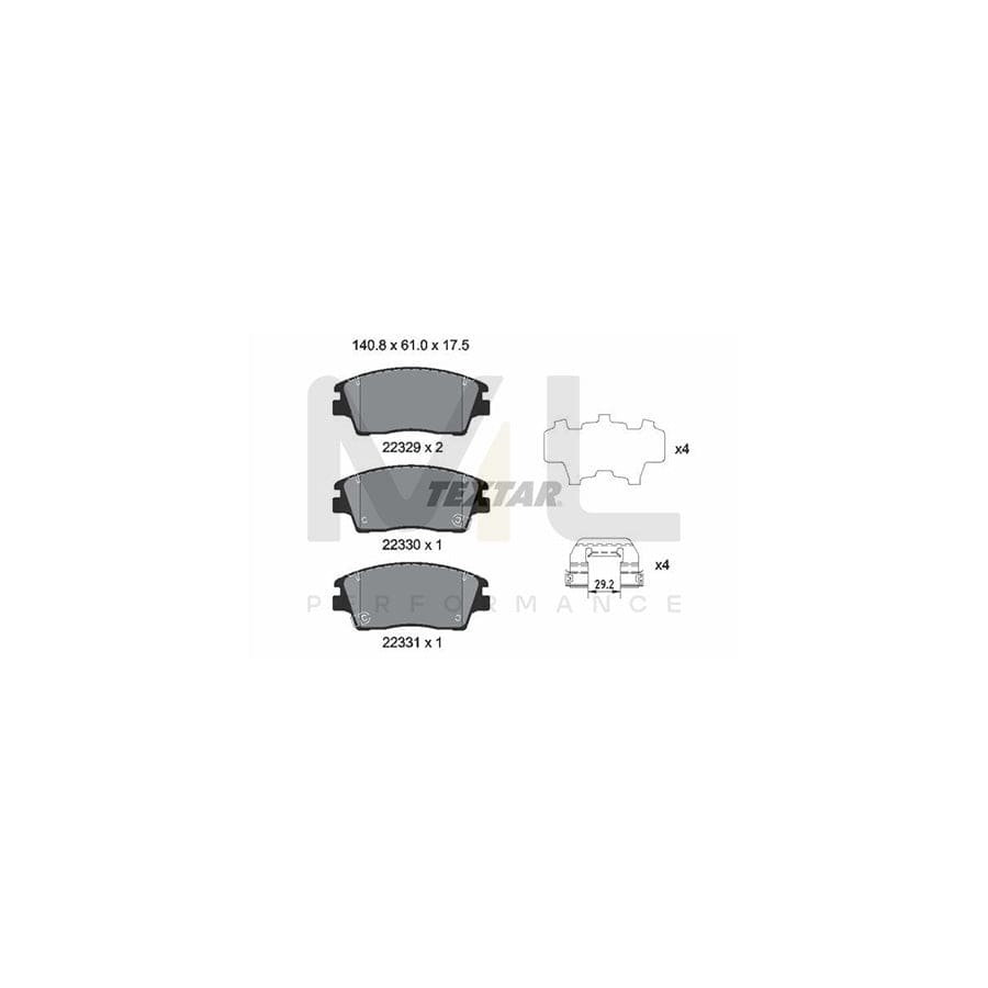 TEXTAR 2232901 Brake pad set incl. wear warning contact, with accessories | ML Performance Car Parts