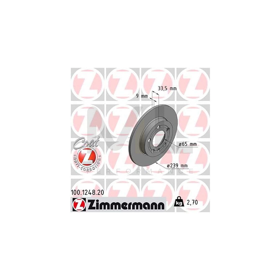 ZIMMERMANN COAT Z 100.1248.20 Brake Disc Solid, Coated  - 1 piece