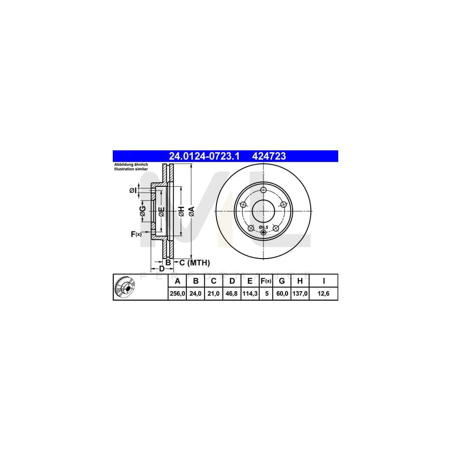 ATE 24.0124-0723.1 Brake Disc for DAEWOO Leganza Vented  - 1 piece