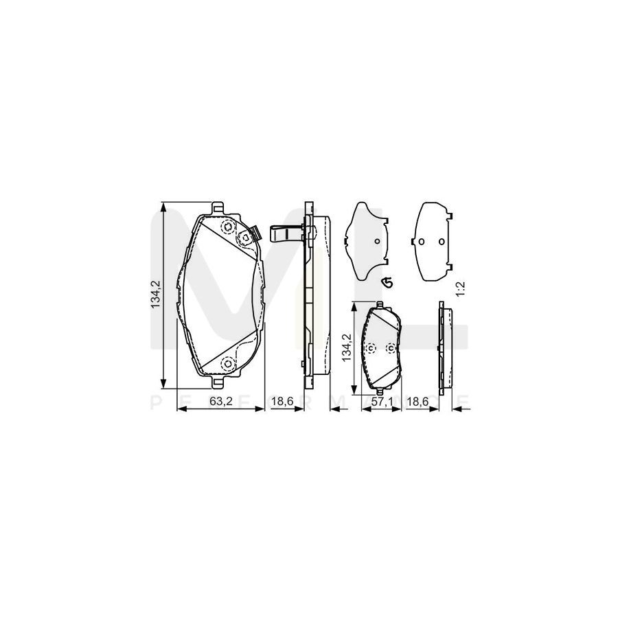 Bosch 0986Tb3213 Brake Pad Set With Acoustic Wear Warning, With Accessories  | ML Performance Car Parts
