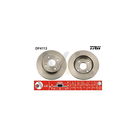 TRW DF4113 Brake Disc for TOYOTA STARLET Vented, Painted | ML Performance Car Parts