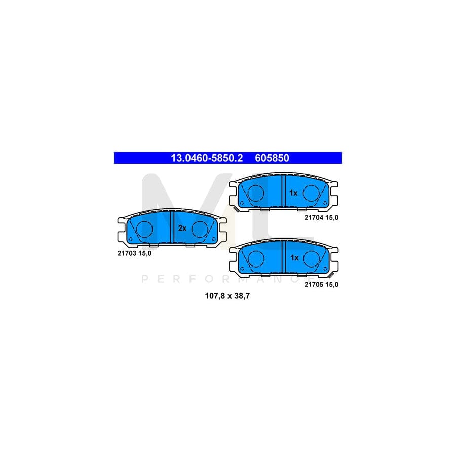 ATE 13.0460-5850.2 Brake pad set with acoustic wear warning