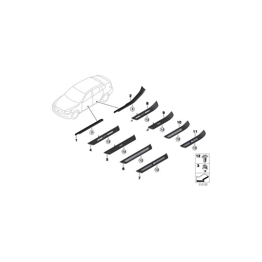 Genuine BMW 51477337016 F07 Cover, Door Sill, Lighted, Rear Right BMW (Inc. 550iX, 528i & 550i) | ML Performance US Car Parts