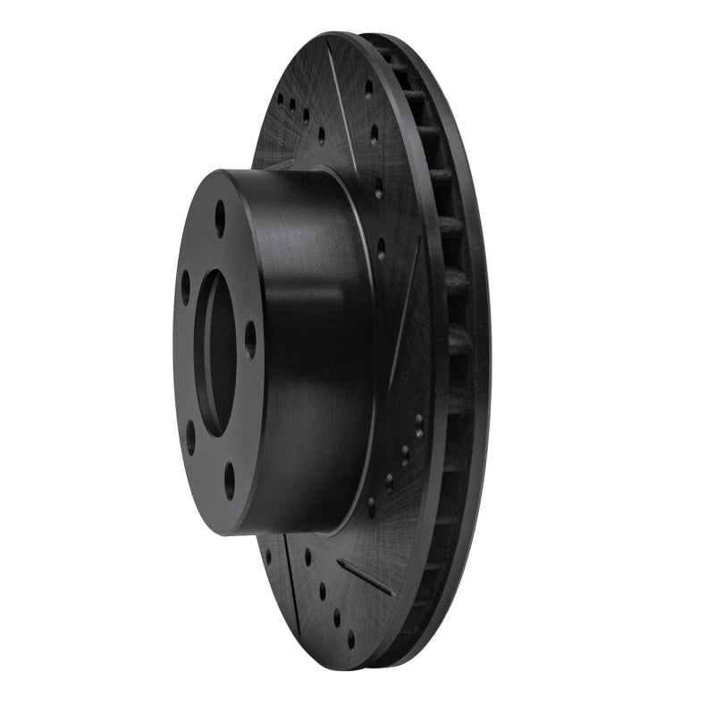 R1 Concepts R1 75-80 Ford Granada Right Rear Drilled & Slotted Black Brake Rotor
