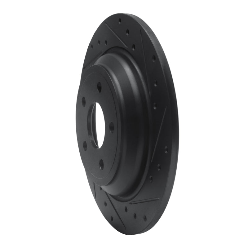 R1 Concepts R1 16-25 Ford Focus Rear Right Drilled & Slotted Black Brake Rotor