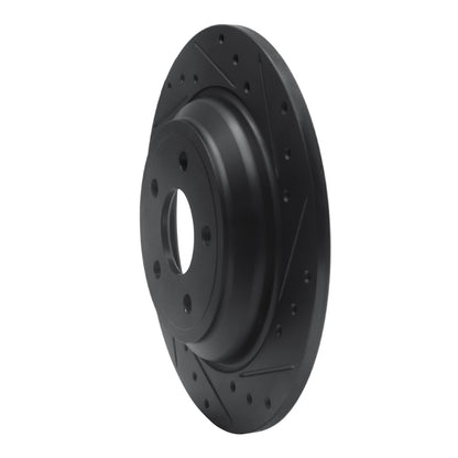 R1 Concepts R1 16-25 Ford Focus Rear Right Drilled & Slotted Black Brake Rotor