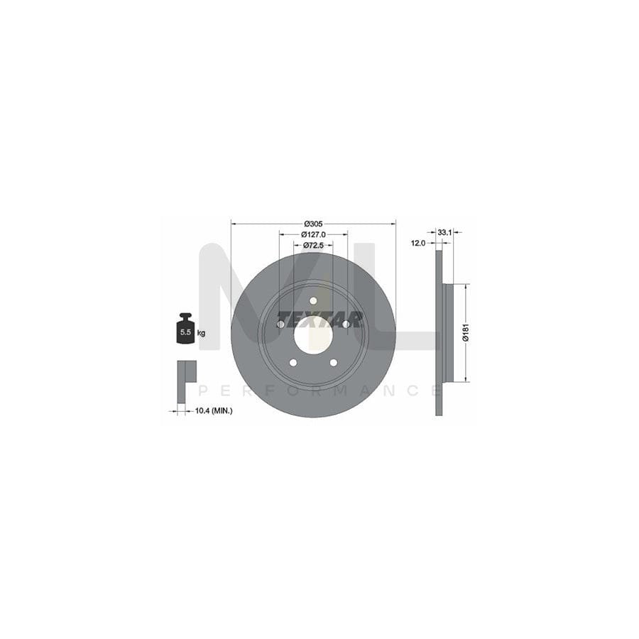 TEXTAR PRO+ 92181005 Brake Disc Solid, Coated, High-carbon, without wheel hub, without wheel studs | ML Performance Car Parts