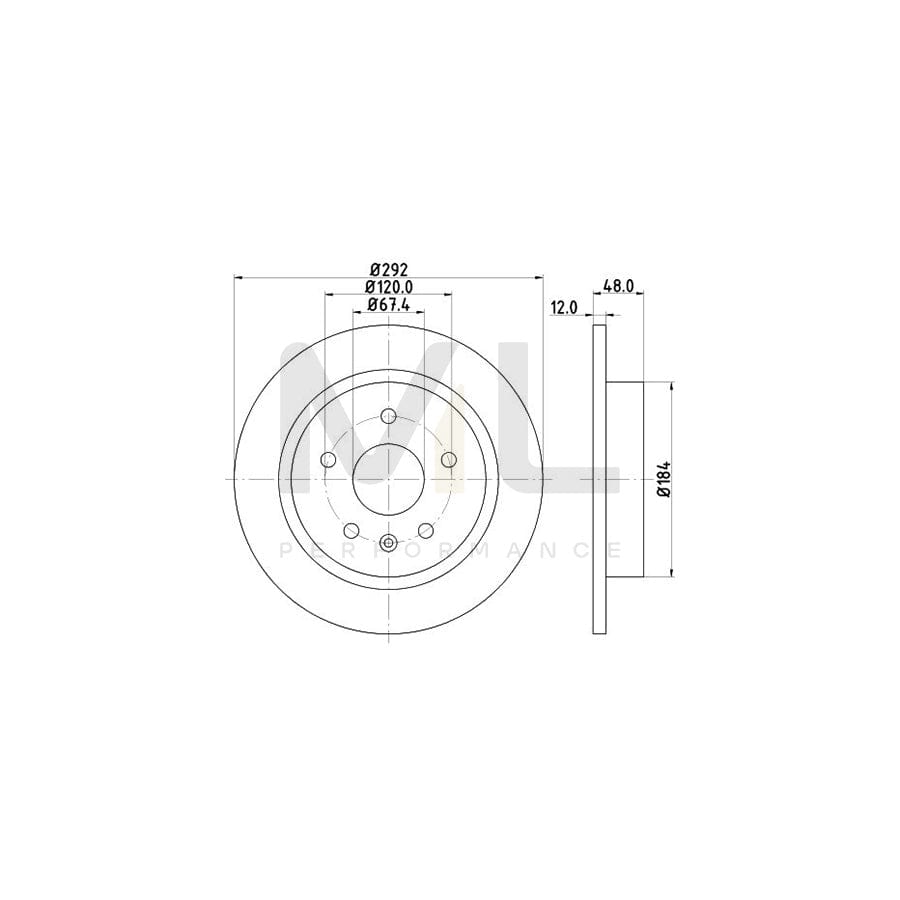 HELLA PRO 8DD 355 116-831 Brake Disc Solid, Coated, without wheel hub, without wheel studs
