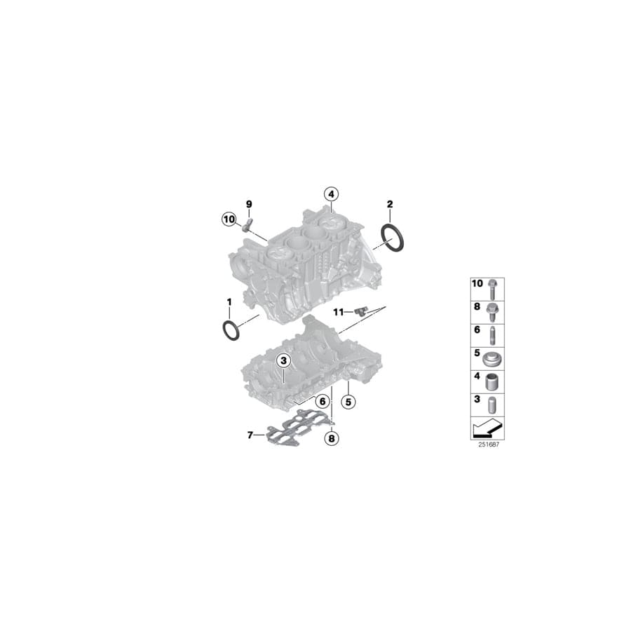 Genuine BMW 11117630213 F30 Stud Bolt M8 (Inc. 316i, Cooper S & Coop.S JCW) | ML Performance UK Car Parts